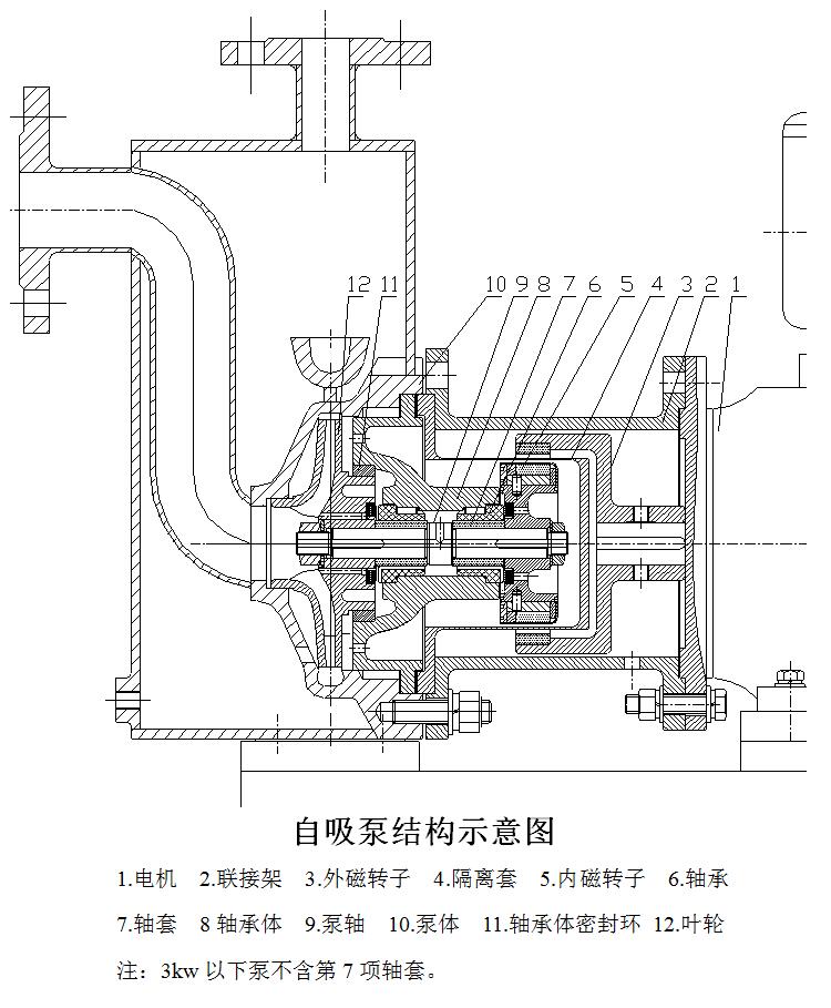 自吸式磁力泵結構示意圖
